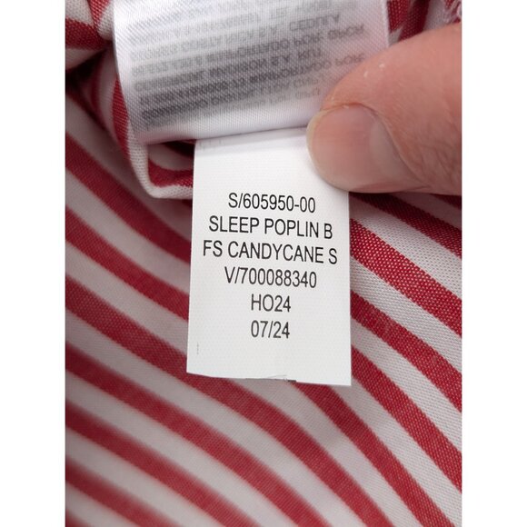 NWT GAP Sleep Poplin Shirt Mens LG Button Up Striped Long Sleeve Pajama Top Red - Picture 14 of 14
